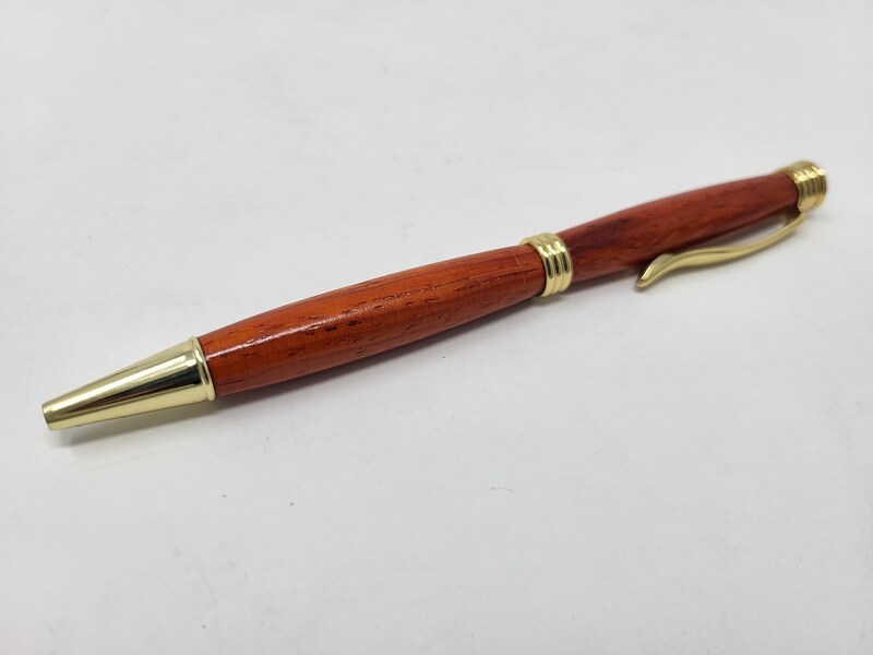 Handmade Orange Padauk hardwood ballpoint twist pen